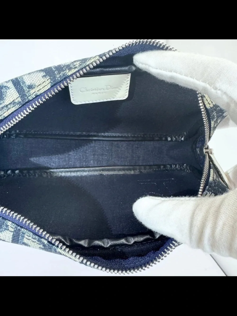 Dior Navy and White Logo Cosmetic Pouch